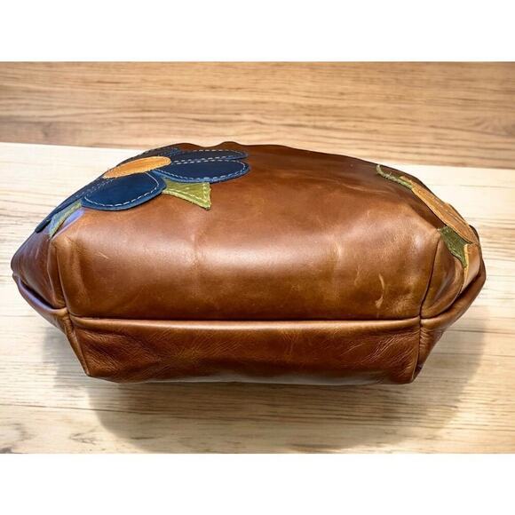 New With Out Tags In Blue Handmade Marie Leather Curved Boho Bag - Picture 5 of 11